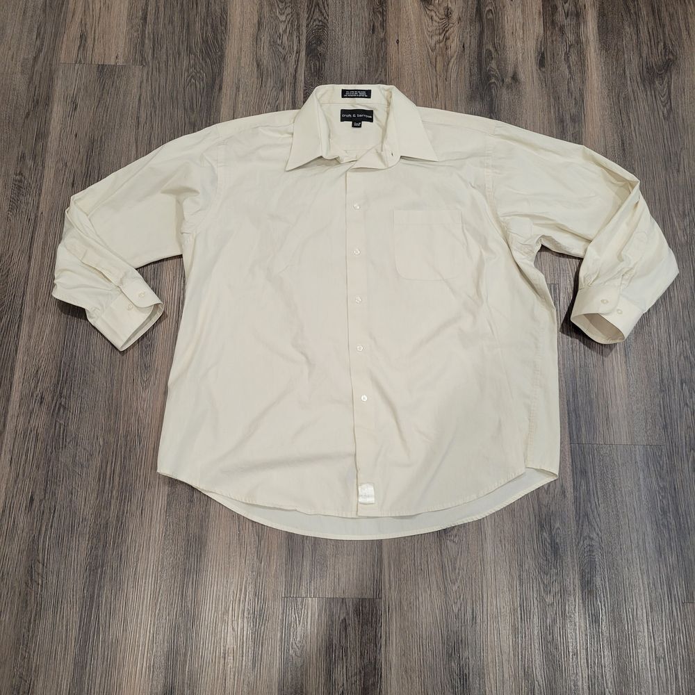 Croft & Barrow Cream Button-Down‎ Shirt Professional Casual Wear 17-18 34/35